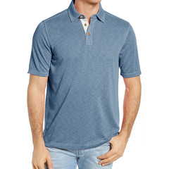 Men's Lapel Cotton Casual Color Block POLO Shirt