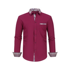 Men's Colorblock Plaid Collar Casual Super Stretch Shirt