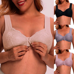 Button Front Sexy Lace Wireless Bra