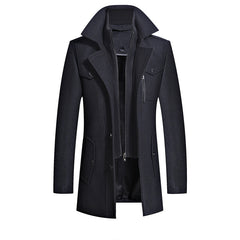 Men's Thick Double Collar Woolen Coat