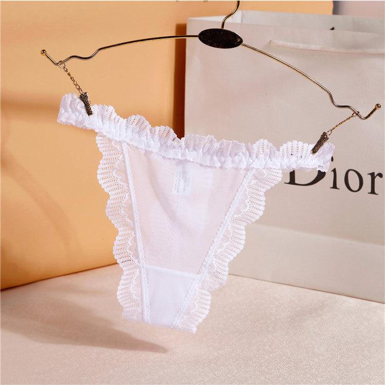 Lace Mesh Transparent Breathable Sexy Low Waist Sweet Thong