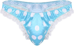 Men's Satin Polka Dot Lace Thong