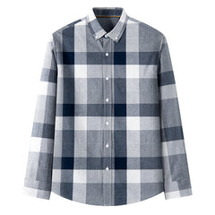 New Cotton Men's Long-sleeved Plaid Shirt