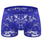 Tzy499P Rose Lace Sheer Mesh Low Waist Boxer Panties