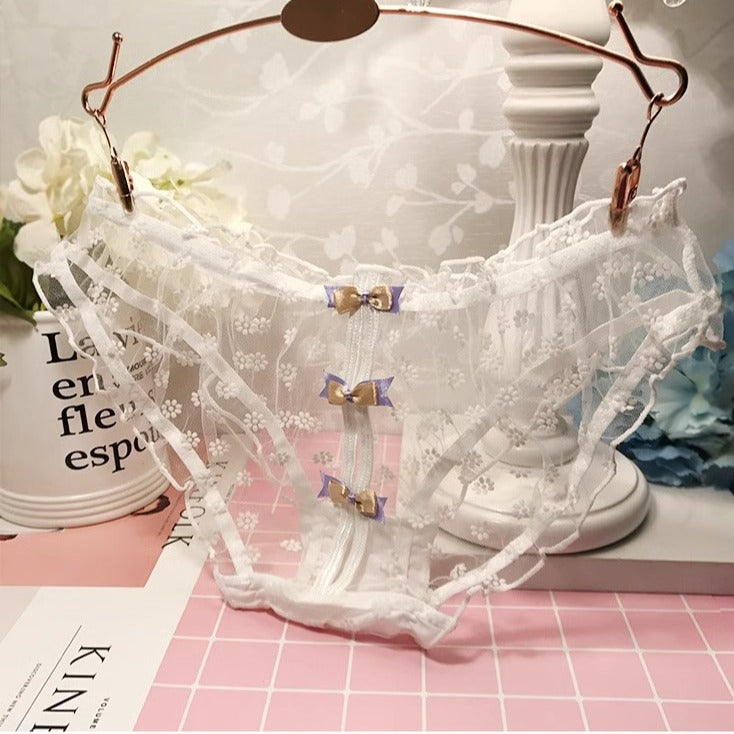 Bowknot Transparent Mesh Lace Hollow Panties