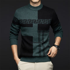 Men's contrasting round neck casual warm sweater