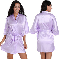 Ladies Satin Skin Friendly Cardigan Nightgown