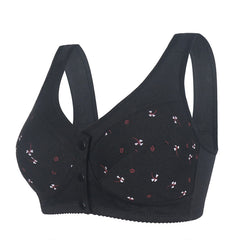 Button Front Thin Cup Printed Wireless Bra