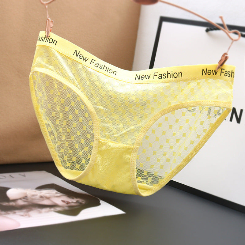 Sexy Transparent Low-waist Ultra-thin Mesh Fashion Printed Briefs