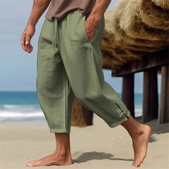 Men's Linen Summer Beach Pants Comfortable Breathable Casual Daily Resort Pants