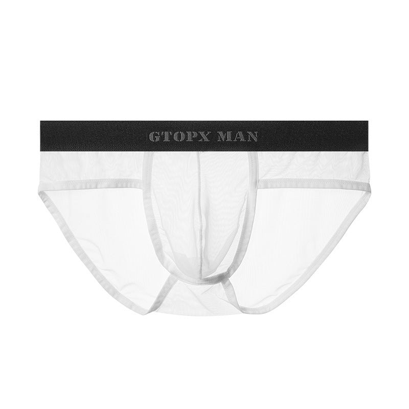 Men's Ice Silk Transparent Mesh Low Waist Breathable Sexy Briefs