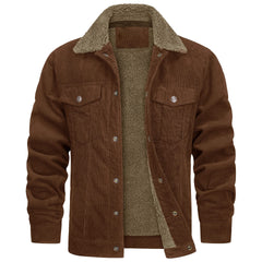 Men's 2023 New Corduroy Lapel Plush Loose Casual Jacket