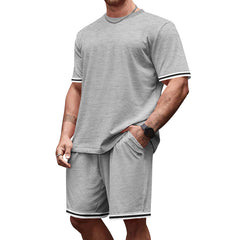 Summer Men's Simple and Versatile Solid Color Casual Sports Suit