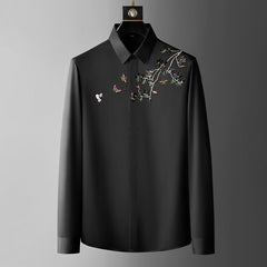 2023 New Fashion Pattern Embroidered Slim Fit Non-Iron Shirt