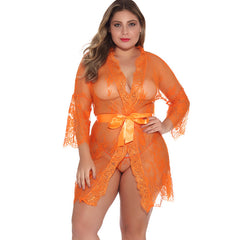 Sexy Large Size Sexy See-through Cardigan Lace Underwear