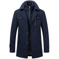 Men's Fashion Double Collar Cold-resistant Wool Coat