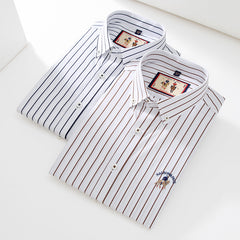Men's 100% Cotton Striped Carbon Brushed Long Sleeve Casual Shirt
