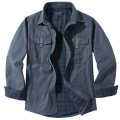 Men's Large Size Lapel Plaid Flannel Casual Jacket