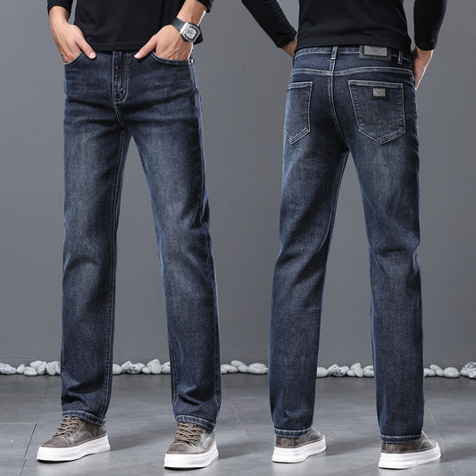 Autumn and winter thick high-end straight loose jeans