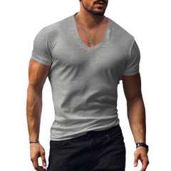 Men's V-neck Solid Color Slim Fit Bottoming Shirt