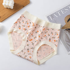 [ 5PCS ] Cotton high waist breathable high elastic printed panties