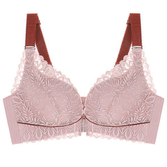 Front button large size wireless push up bra