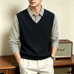 Business Casual Striped Shirt‑Collar Sweater