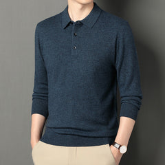 Men's Fashion Solid Color Lapel Casual Sweater