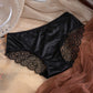 New Sexy Hollow Cross Strap Comfortable and Breathable Lace Satin Splicing Briefs