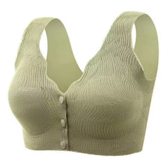 Ice silk mother's front button wireless bra