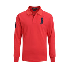 Men's lapel loose plus size cotton embroidered polos