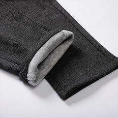 Men's Winter Thick Warm Woolen Velvet Business Straight Plaid Casual Pants