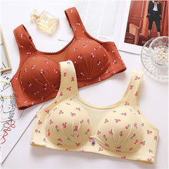 Plus size thin non-wire printed bra