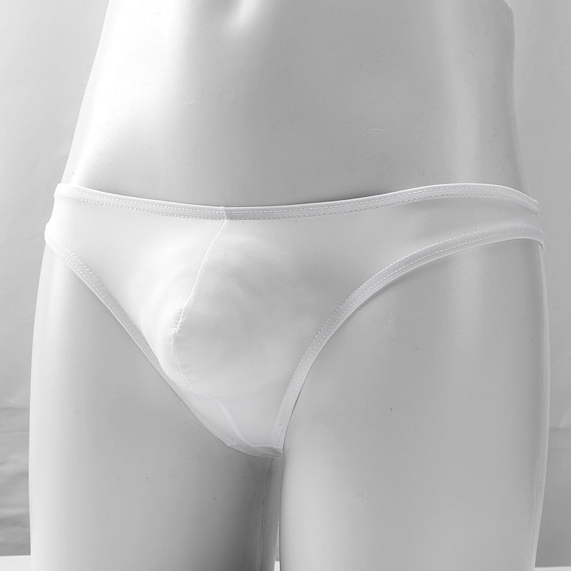 New Men's Ice Silk Transparent Low-Rise Breathable Sports Thong