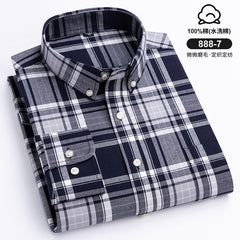 Men's Cotton Plaid Long Sleeve Shirt