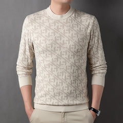 Fashion round neck knitted jacquard casual sweater