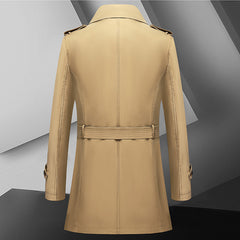 Men's Simple Double Breasted Belt Quality Trench Coat
