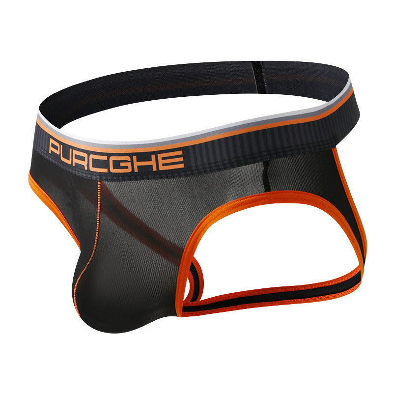Men's Low Waist Ice Silk Breathable Quick-drying Hip-lifting Sports Trendy Thong