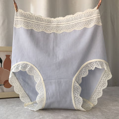 Pure cotton high waist tummy control lace plus size Panties