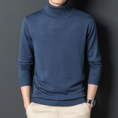 Men's Pure Wool High Collar Knitted Sweater