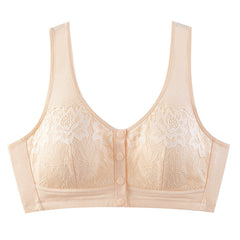Pure cotton vest style front button large size no wire bra