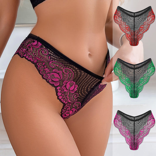 Lace Color Matching Silky Skin-friendly and Comfortable Low Waist Panties