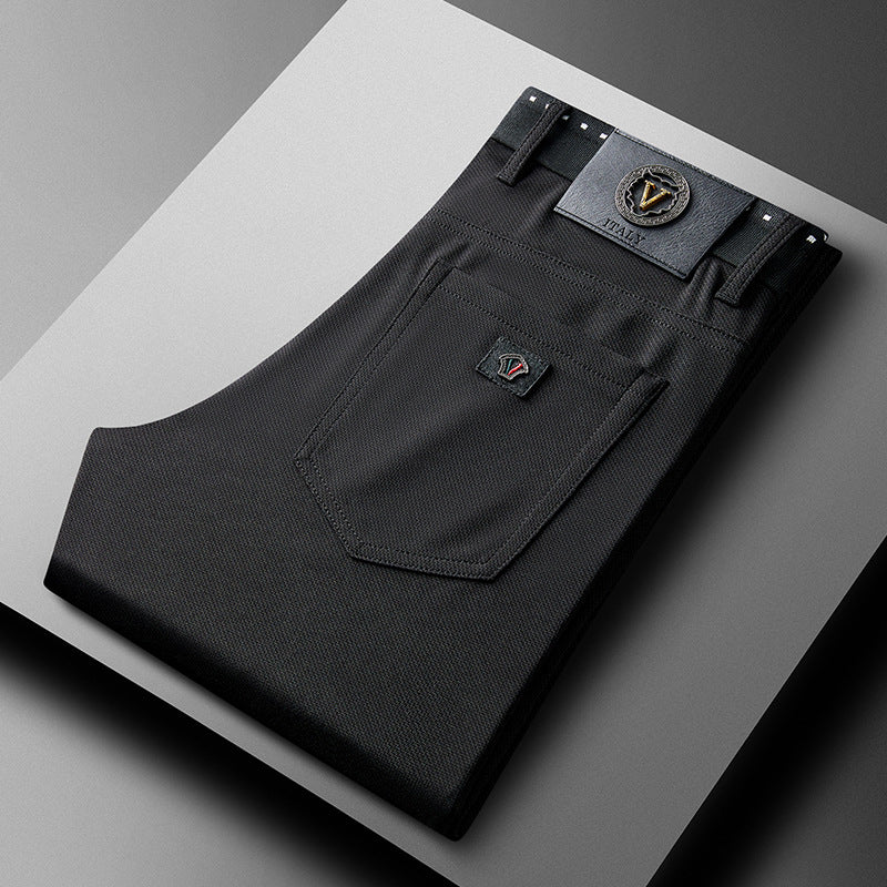 Business Casual Jacquard Comfort Straight Trousers