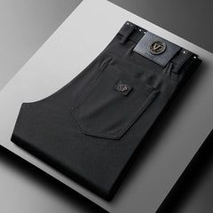 Business Casual Jacquard Comfort Straight Trousers