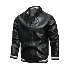 Men's Stand Collar Casual Leather Jacket