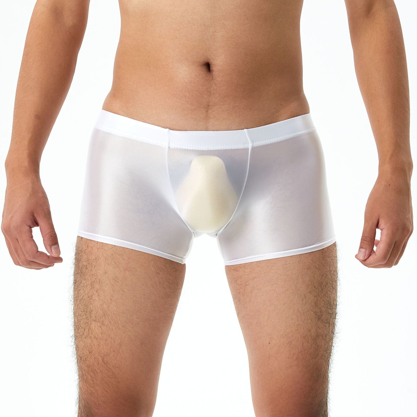 Men's Sexy Shiny Silky Transparent Boxer Briefs