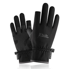Outdoor windproof zipper touch screen men's warm plus velvet thick gloves