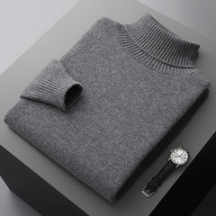 Men's 100% Wool Casual Thick Warm High Collar Sweater