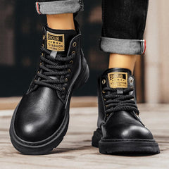 Men's Winter Plush Genuine Leather Martin Boots