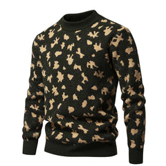 Men's Round Neck Casual Fashion Printed Warm Bottoming Sweater